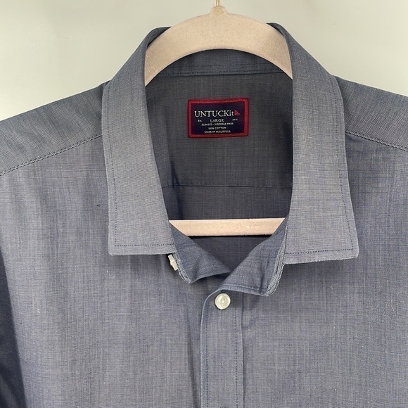 untuckit button down shirt slim fit wrinkle free blu sz large career event - Picture 8 of 10